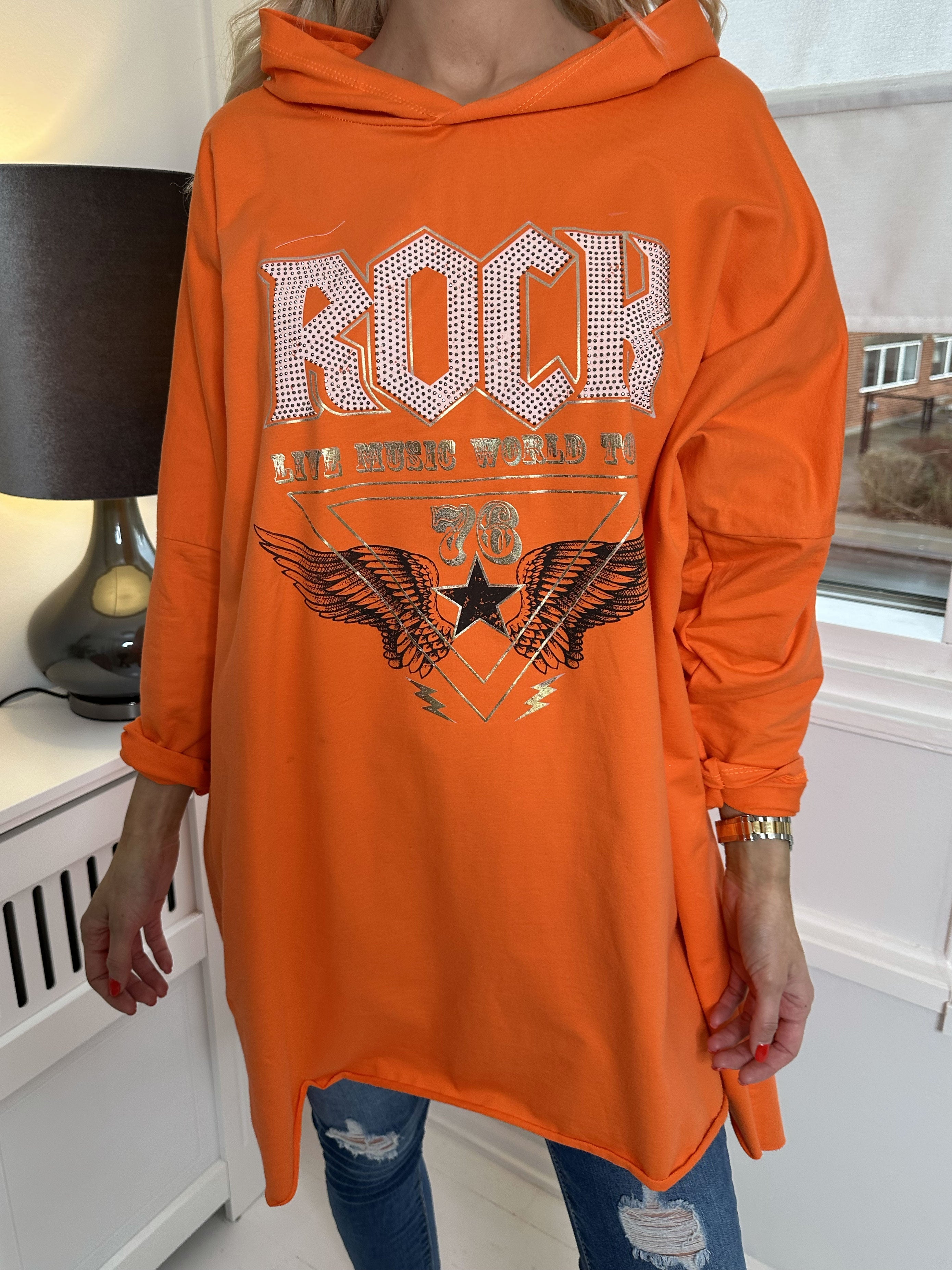 Rock - Cool hoodie klänning med text